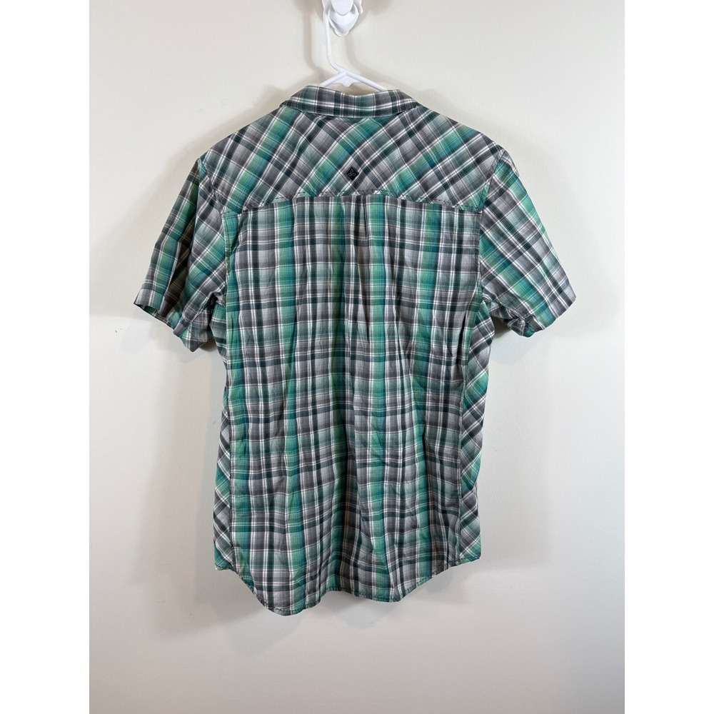 Prana Slim Fit Plaid Button Up Short Sleeve Casual Shirt‎ Men's Size Large - Picture 5 of 6